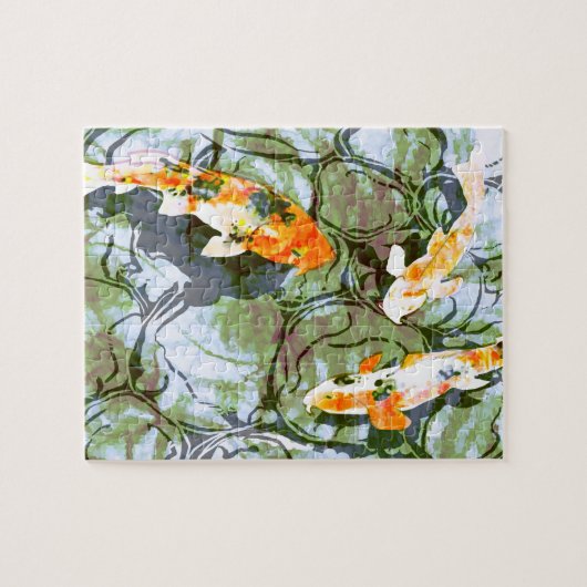 Koi Fish 8 x 10 inch Puzzle met tin Legpuzzel (Horizontaal)