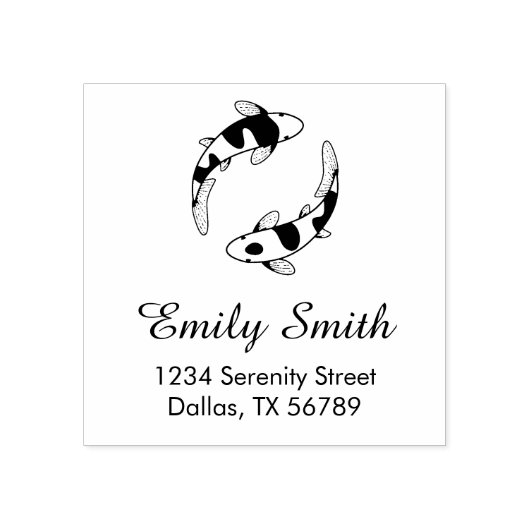 Koi Fish-adres Rubberstempel (Afrduk)