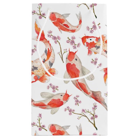 Koi Fish and Cherry Blossom Pattern Klein Cadeauzakje (Achterkant)