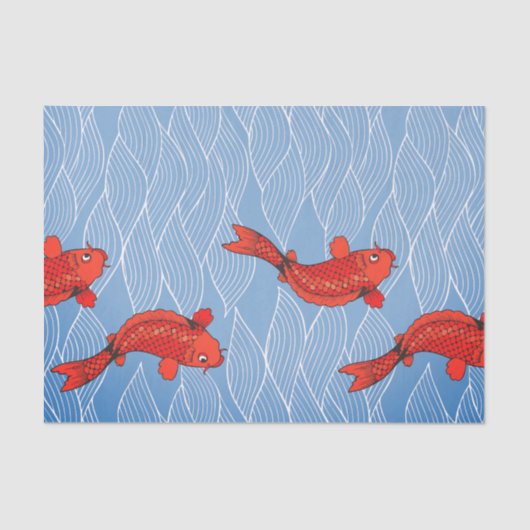 KOI FISH AND JAPANESE WAVE PATTERN TISSUE PAPIER (Voorkant)