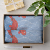 KOI FISH AND JAPANESE WAVE PATTERN TISSUE PAPIER (Geschenk)