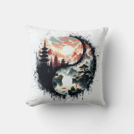 Koi Fish and Temple Yin Yang Kussen