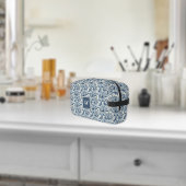 Koi Fish and Water Lily Blue Chinoiserie Monogram Toilettasje