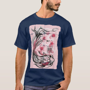 Koi Fish Animals Sakura Flowers T-shirt