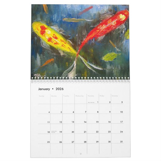Koi Fish Art Calendar Kalender (Jan 2026)