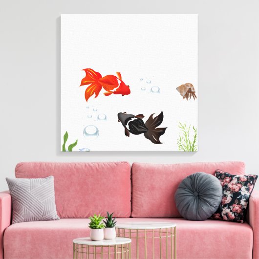 koi fish art, japanese koi, zen decor, underwater canvas afdruk (Insitu (Woonkamer))