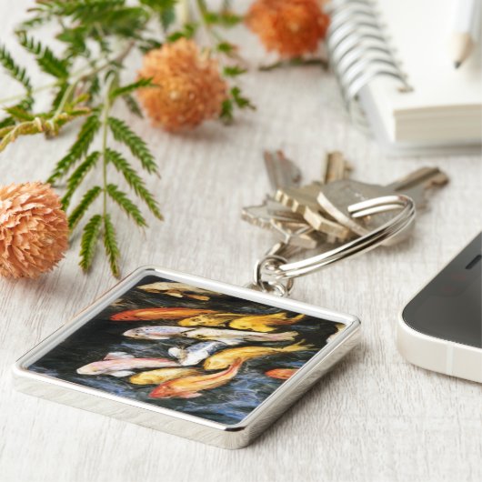 Koi Fish Art Painting Sleutelhangers (Zijkant)