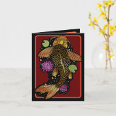 Koi Fish Bedankt Kaart (Gele Bloem)