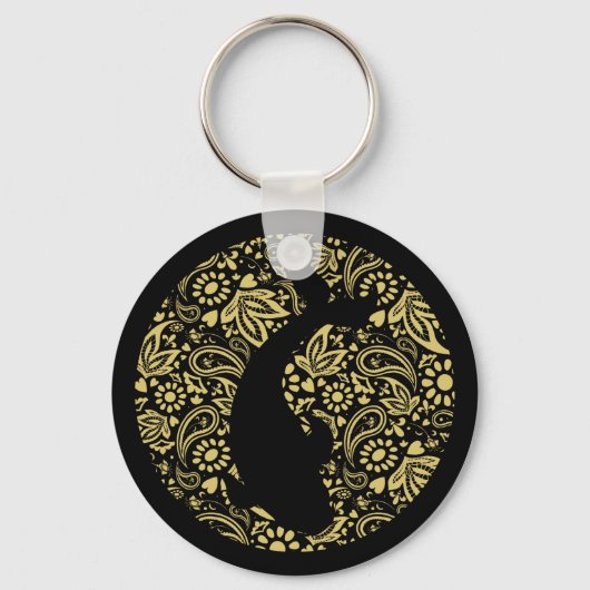 Koi Fish Black en Gold Decorative Sleutelhanger (Voorkant)