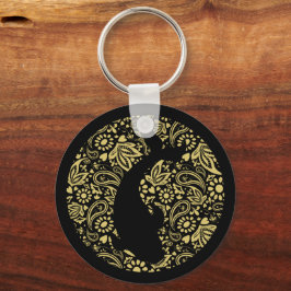 Koi Fish Black en Gold Decorative Sleutelhanger