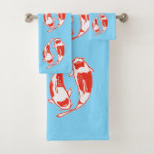 Koi Fish Blue Towel Set Bad Handdoek (Insitu)