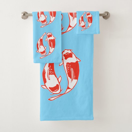 Koi Fish Blue Towel Set Bad Handdoek (Insitu)