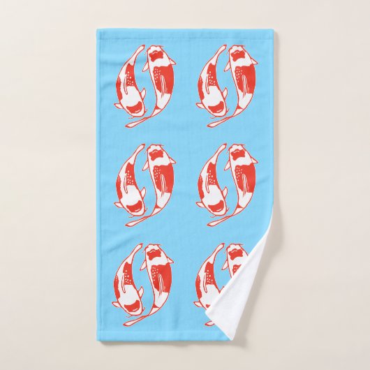 Koi Fish Blue Towel Set Bad Handdoek (Handdoek)