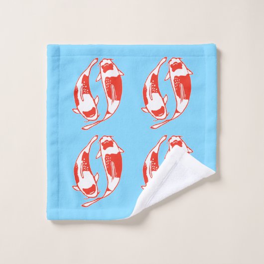 Koi Fish Blue Towel Set Bad Handdoek (Wasdoekje)