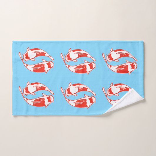 Koi Fish Blue Towel Set Bad Handdoek (Handdoek)