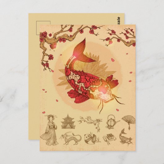 Koi Fish Briefkaart (Voorkant / Achterkant)