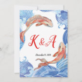 KOI FISH BRUILOFT UITNODIGING KAART (Voorkant)