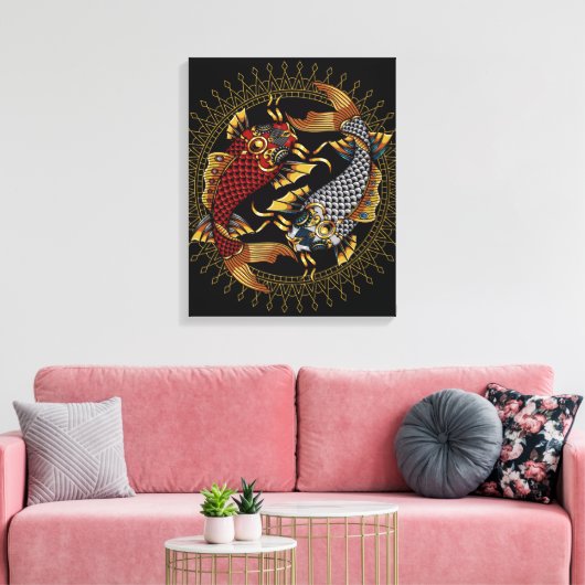 Koi Fish Canvas Afdruk (Insitu (Woonkamer))