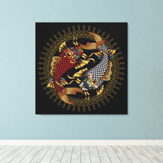 Koi Fish Canvas Afdruk (Insitu (Houten vloer))