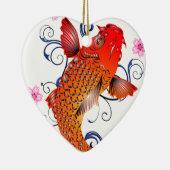 Koi Fish Carp Eastern Blossom Keramisch Ornament (Rechts)