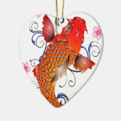 Koi Fish Carp Eastern Blossom Keramisch Ornament (Links)