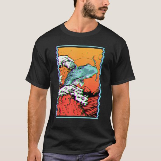 Koi Fish Carp Vist Japanse grote golf van Kana T-shirt (Voorkant)