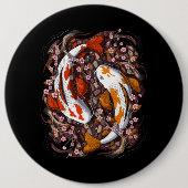 Koi Fish Cherry Blossom Ronde Button 6,0 Cm (Voorkant)