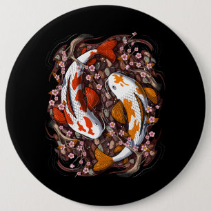 Koi Fish Cherry Blossom Ronde Button 6,0 Cm