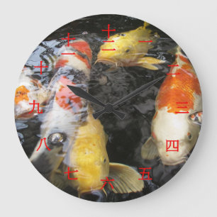 Koi Fish Chinese Numeral Character (Red font) Grote Klok