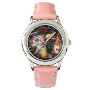 Koi Fish Chinese Numeral Character (Red font) Horloge