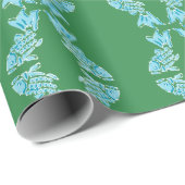 Koi Fish Chinoiserie Ogee in Green and Aqua Cadeaupapier (Rol Hoek)