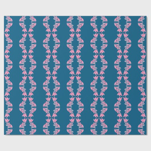 Koi Fish Chinoiserie Ogee in Pink and Deep Aqua Cadeaupapier (Vlak)