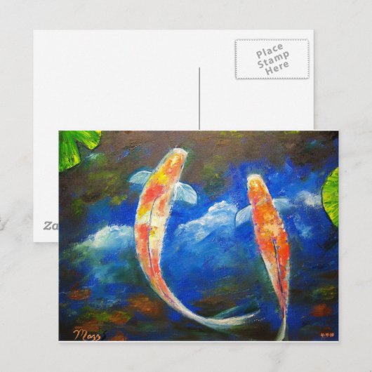 Koi Fish Cloud Reflections Briefkaart (Voorkant / Achterkant)