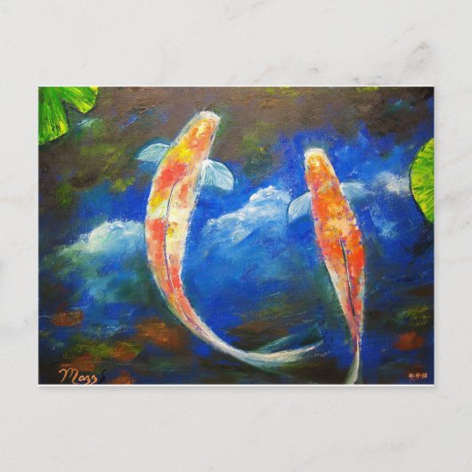 Koi Fish Cloud Reflections Briefkaart (Voorkant)