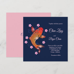 Koi Fish Custom Wedding Invitation Kaart