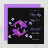 Koi Fish Custom Wedding Invitation Kaart (Voorkant / Achterkant)