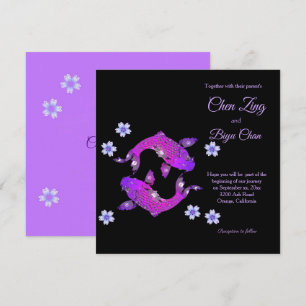 Koi Fish Custom Wedding Invitation Kaart