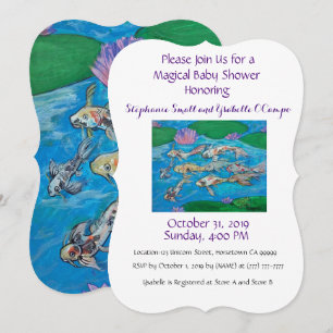 Koi Fish Cute Wild Animal Baby shower Invitation Kaart