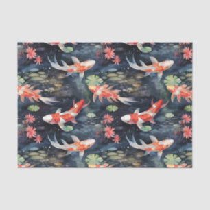 Koi Fish Donkere Vijver Bloemen Decoupage Tissuepapier