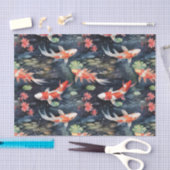 Koi Fish Donkere Vijver Bloemen Decoupage Tissuepapier (Craft)