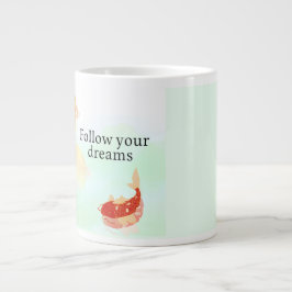 Koi Fish Dream Quote Art Print – "Follow Your Drea Grote Koffiekop