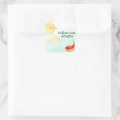 Koi Fish Dream Quote Art Print – "Follow Your Drea Vierkante Sticker (Tas)