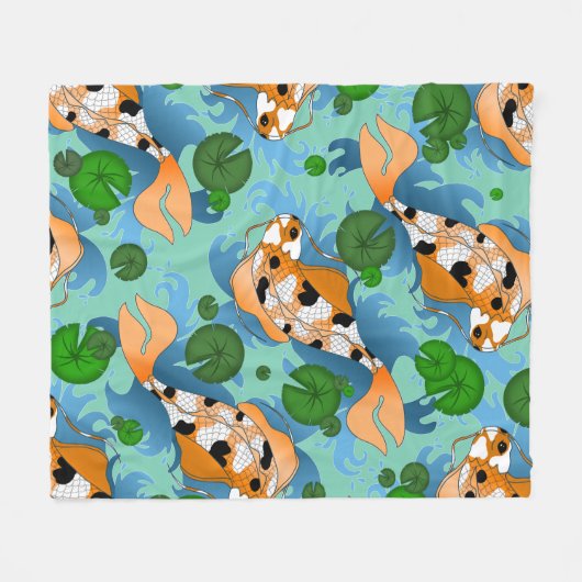 Koi Fish en Lily Pads op maat splitsen Fleece Deken (Voorkant (Horizontaal))