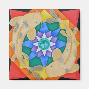 Koi Fish en Lotus Magnet