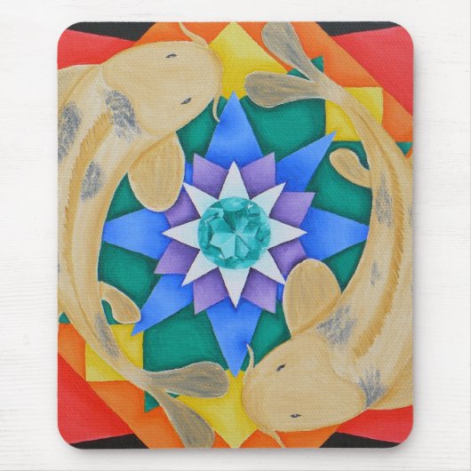 Koi Fish en Lotus Mousepad Muismat (Voorkant)