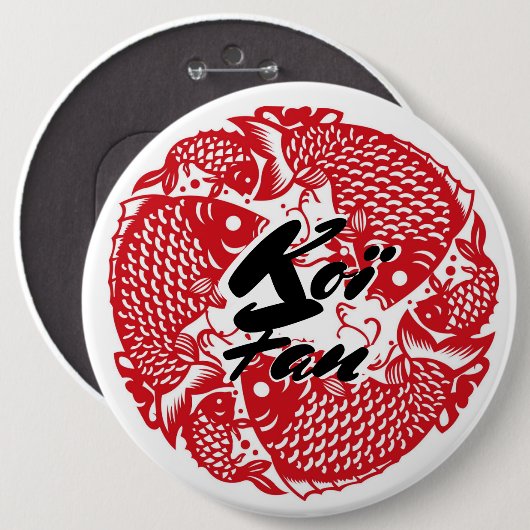 Koï Fish Fan Ronde Button 6,0 Cm (Voorkant /achterkant)