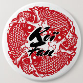 Koï Fish Fan Ronde Button 6,0 Cm (Voorkant)