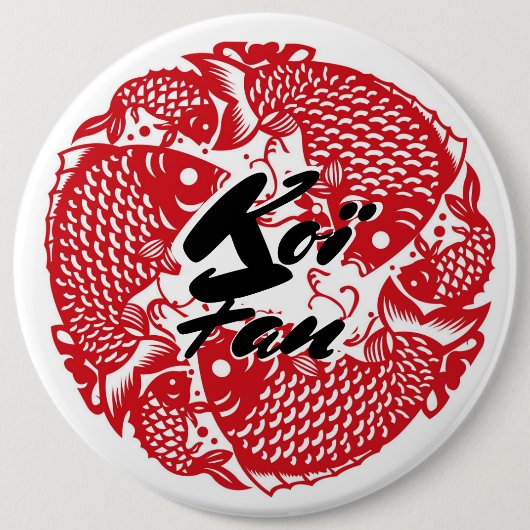 Koï Fish Fan Ronde Button 6,0 Cm (Voorkant)