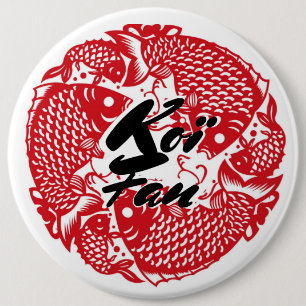 Koï Fish Fan Ronde Button 6,0 Cm