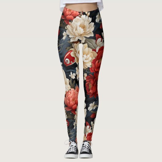 Koi Fish Floral Leggings (Voorkant)